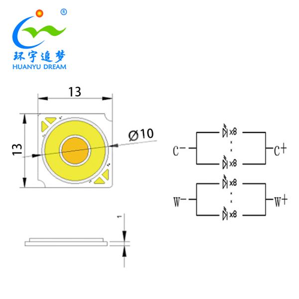 Двухцветный перестраиваемый светодиод COB 2700K 6000K 12W+12W High CRI/TLCI