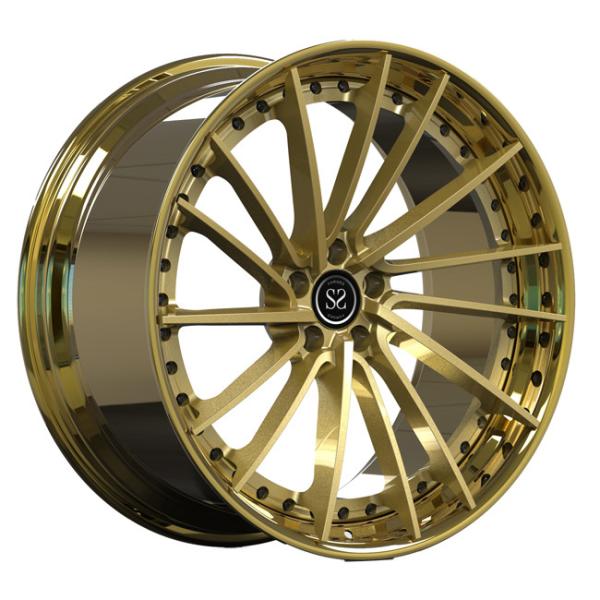 O alumínio lustrou 2 partes forjou o disco dos centros do tambor do ouro das rodas para bordas do carro de Audi A7