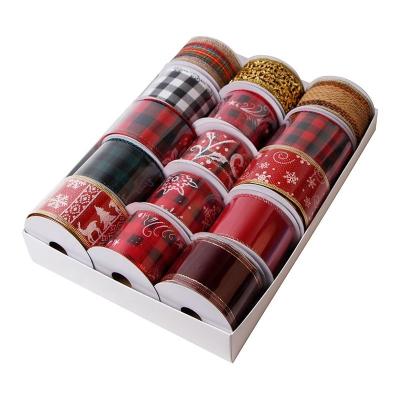Custom Christmas Burlap Ribbon with Wired Edge and Plaid Pattern Design