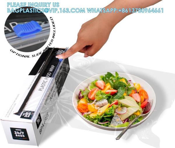 Biodegradable Food Wrap- 1600 SQ. FT. Recyclable, Sustainable Optional Slide Cutter Included, Extra Cling And No Mess