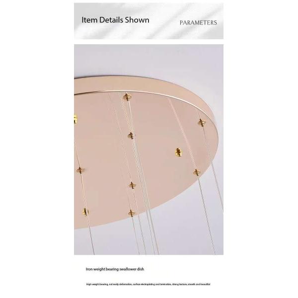 Escalera sencilla Columna de cristal larga Lustrero de techo alto Ático Residencial Escalera de techo rama Lustrero Iluminación Lustrero LED