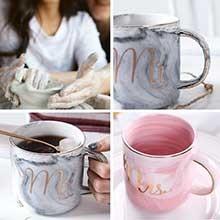 Anniversary Gifts 11oz Couple Ceramic Mug Set 100% Leakproof Lightweight