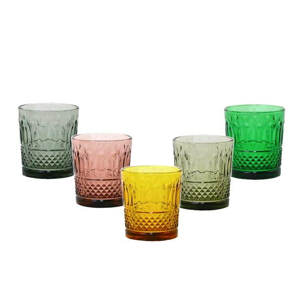 CE Hand Pressed Solid Amber Smoky Grey 9OZ Crystal Whiskey Glasses For Drinking