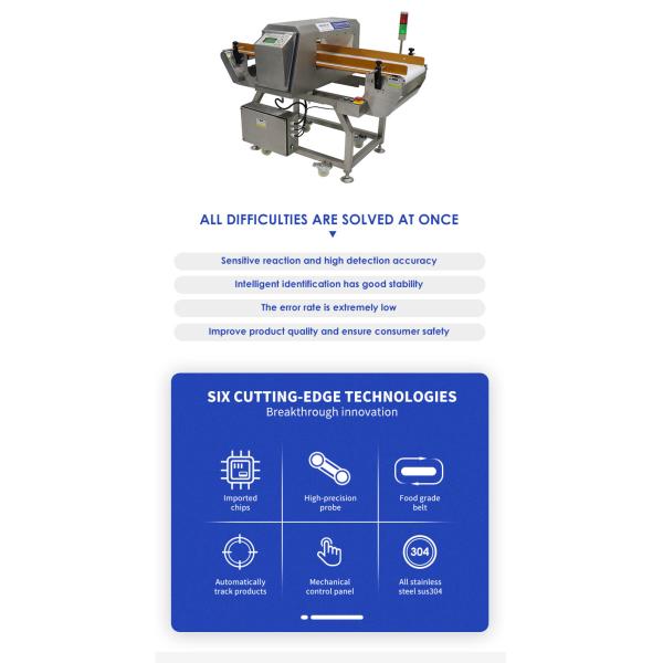 Detector de cinta transportadora detector de metal de carne de res detector de pollo detector de metal de café detector de metal de granos