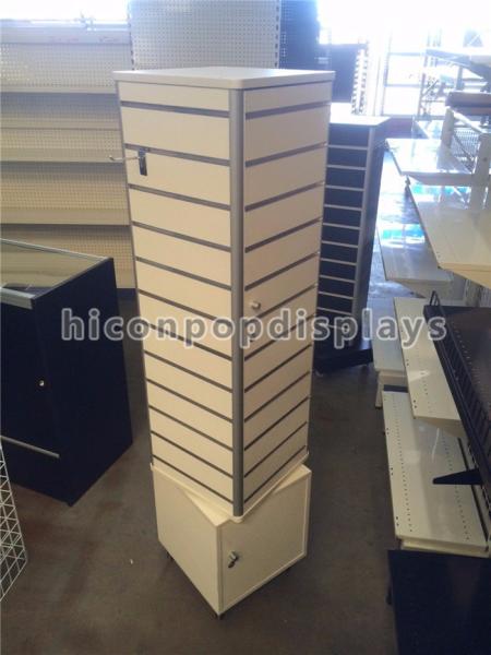 Retail Shop Advertising Wooden Display Stand Slatwall Spinner Display Rack