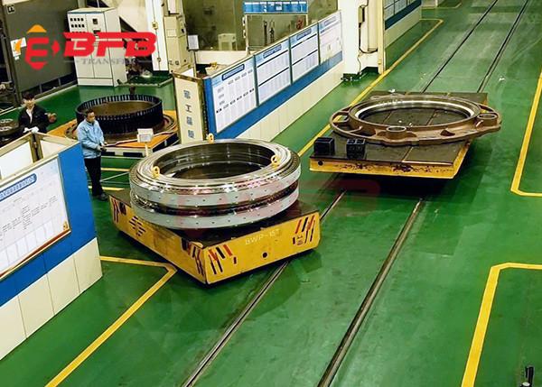 1-500 tons Production Line Transfer Electric Powered Trolley Cart , Steeable Battery Powered Cart With Safety Device