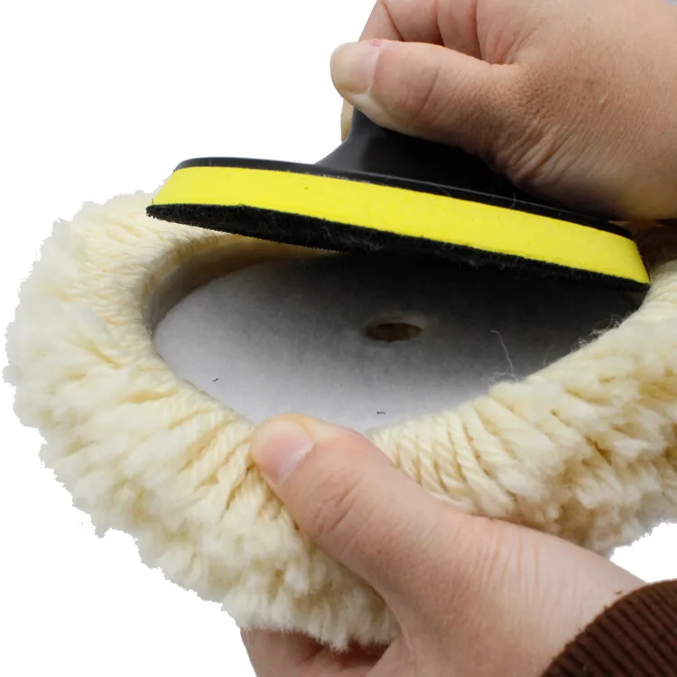 Yellow White Wool Pad For Car Polishing , Multipurpose Car Cleaning Supplies