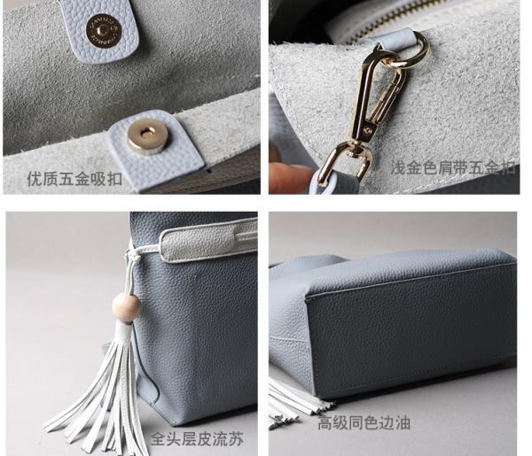 2016 summer new Korean fashion spell color tassel leather handbag drawstring shoulder bag packet header layer of skin