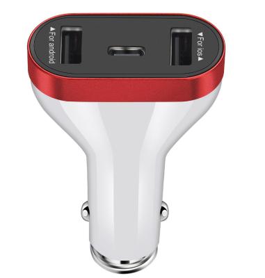 3.1A 3 Ports USB Car Charger Adapter Type C 30W Eco Friendly