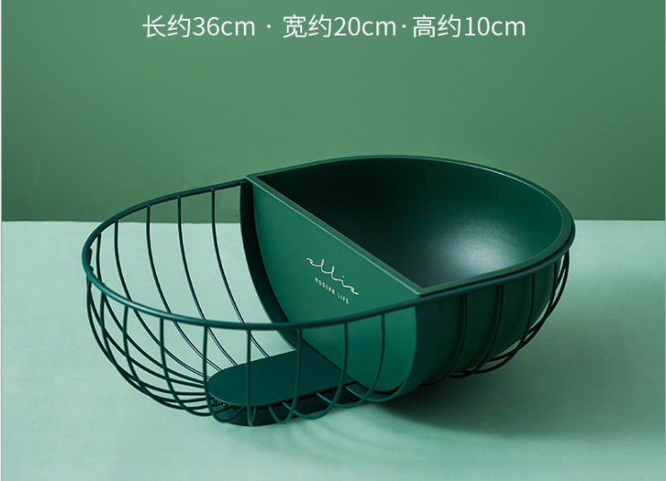 Double Partition Electroplating Steel Fruit Basket Fall Resistant