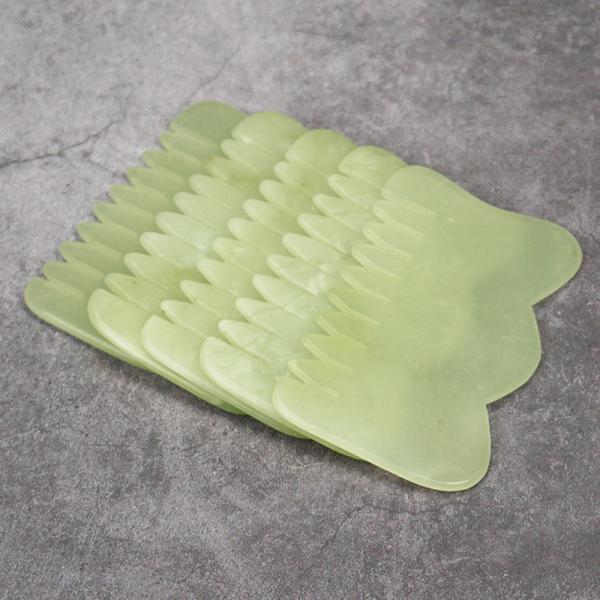 Customized Logo Availabled M Shape Jade Gua Sha Stone Head Massager for Hair Health Care and Scalp Massage in Salon Beauty
