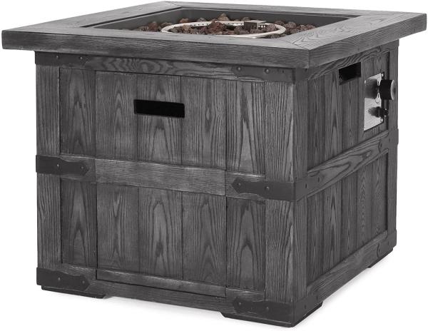Gray Wood 30 Inch Gardern Propane Fire Pit For All-Season