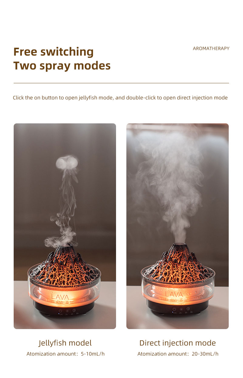 Waterscape Pattern Stone 7 Color Night Light 260 Tank Jellyfish Mist Humidifier Flame Magma Crack Volcanic Aroma Diffuser