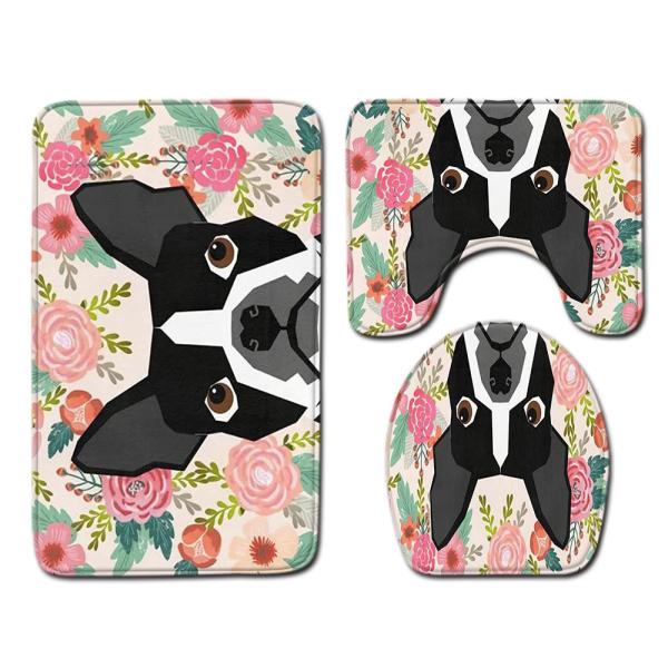 Creative Cute Cat Toilet Mat Set Personalized Dog Toilet Tank Cover Set