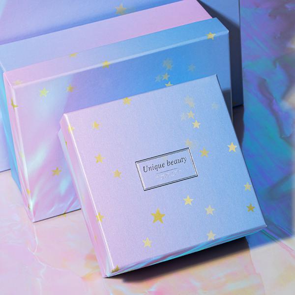 Gradient Gift Box Set Luxury Cosmetic Perfume Packaging With Gold Stars