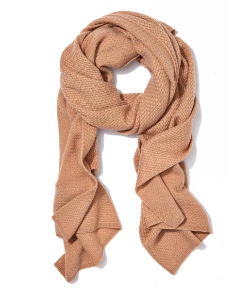 100 Cashmere Knit Winter Scarf , Elastic Lattice Stitch Rib Knit Scarf