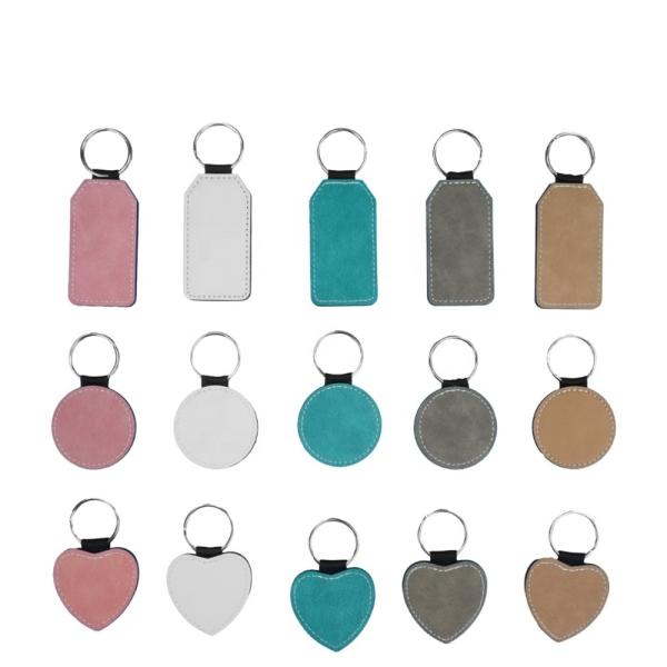 PU Sublimation Heart Keychain Blank Custom Logo Double Side Printing Sublimation Leather Keychain