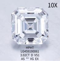 3.02 Ct D VS1 EX Diamante cultivado em laboratório HPHT Quadrado Diamante de corte de esmeralda