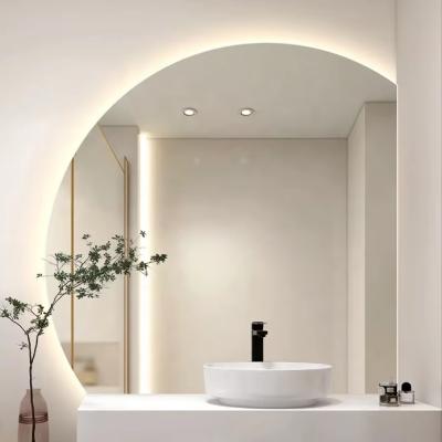 Smart Half Moon Bathroom Wall Mirror , LED Illuminated Semi Circle Bathroom Mirror