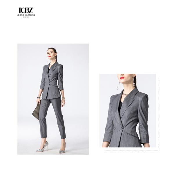 Женское офисное платье на заказ Тёмно-серый полосатый профессиональный рабочий костюм