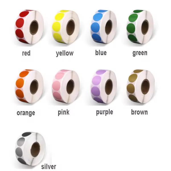 Round Colored Label Sticker Paper Roll Self Adhesive Waterproof