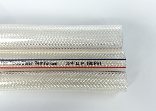 Odorless PVC Transparent Hose , Fiber Braided Hose / Tubing ROHS Approved