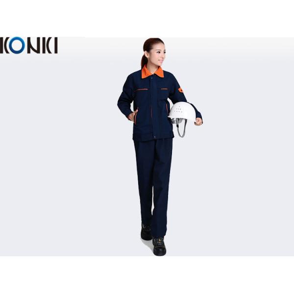 Orange Collar Cool Work Uniforms / Workwear Uniform Hi Vis Safety For Engineers