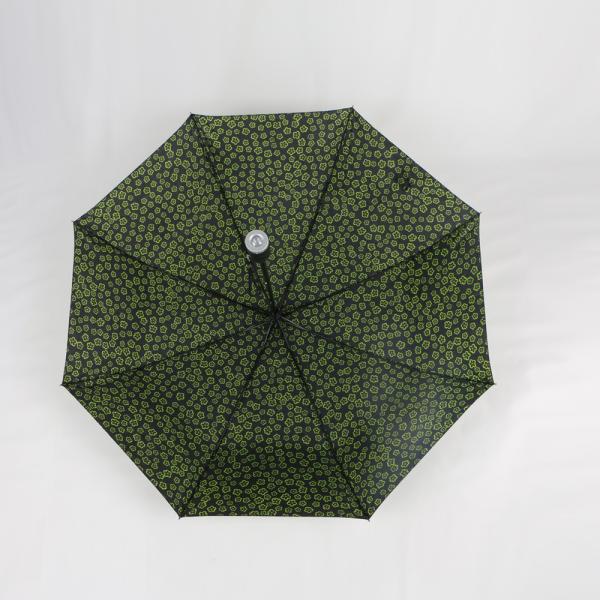 21 Inch Green Promotion Three Fold Umbrella With Handle Led Light Durable