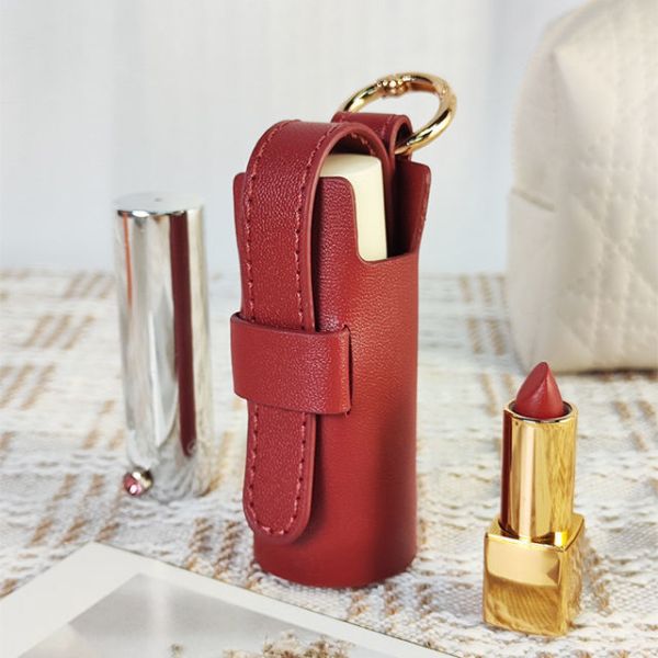 Portable Ladies Pu Leather Makeup Lipstick Case Cosmetic Pouch For Bag Decoration