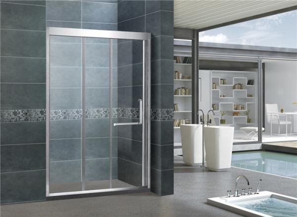 Stainless Steel Double Sliding Glass Shower Screens Nano Tempered Glass CE Certification