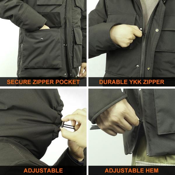 Winter Electric Heated Jacket Carbon Fiber Softshell Waterproof Down Jacket With Hoodie
