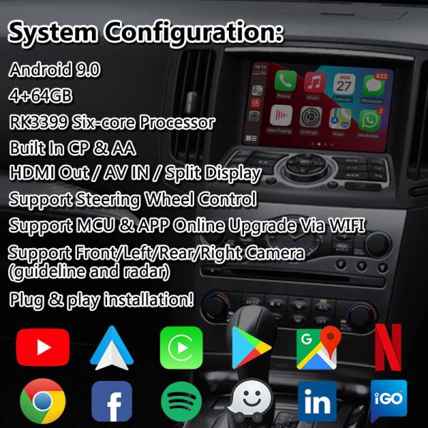Интерфейс Carplay андроида Lsailt для типа SP 2010-2014 Nissan Skyline 370GT V36