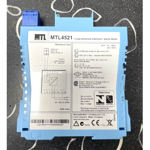 Single Channel Intrinsically Safe Solenoid And Alarm Driver MTL 4521