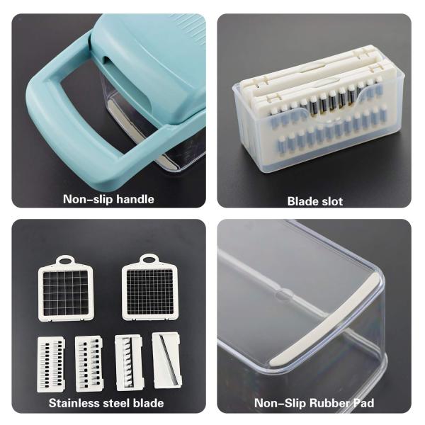 Custom Logo Stainless Steel 8 Blades Potato Onion Food Chopper Mandoline Vegetable Slicer