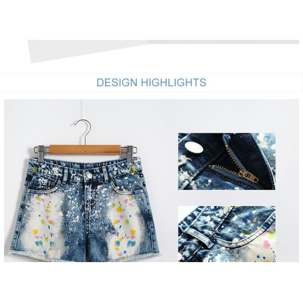 Adjustable Waist Children's Denim Shorts , Spring / Summer Little Girl Jeans Shorts
