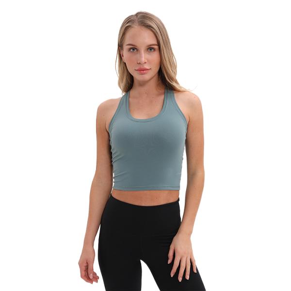 Medium Support Womens Longline Sports Bra 87 Nylon Material Casual Style