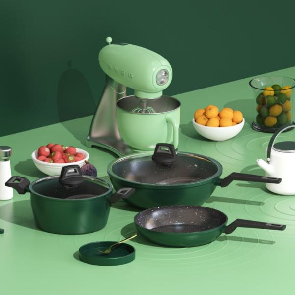 Hot Selling 3 Piece Nonstick Cooking Cookware Sets Nonstick Aluminum Kitchen Ware Milk Pot Frying Pan Cooking Pot Set