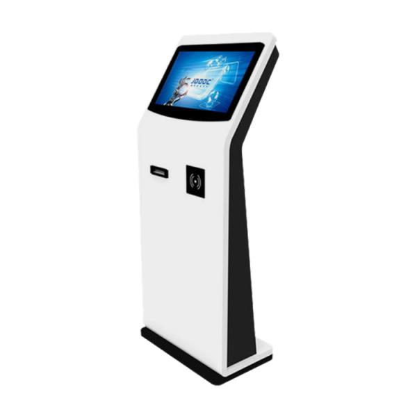 19/21.5 Inch Self-Service Queue Management Kiosk with Floor Standing LCD Display and Printer for Restaurants and Banks