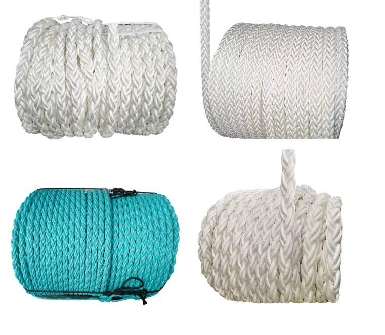 Para cuerdas de embalaje de barcos, cuerda de amarre de 8 hebras, PP, PE, polipropileno, Danline, poliéster y nailon.