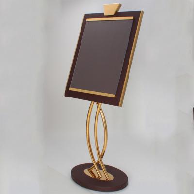 Customized Golden Metal Sign Holder Hotel Restaurant Metal Sign Stand