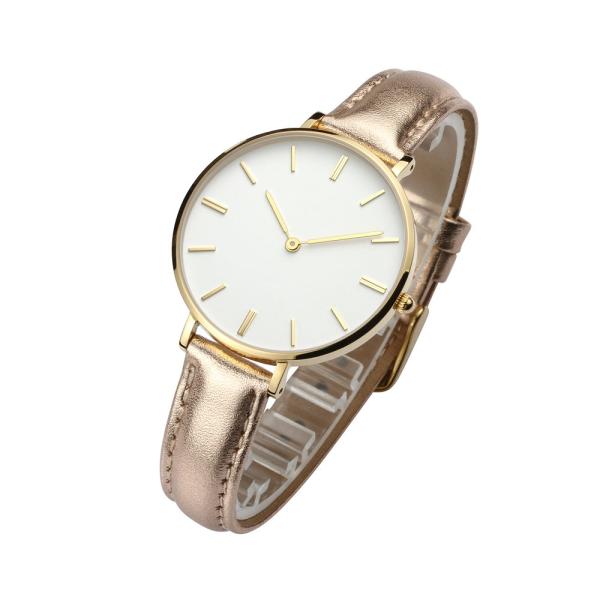 Professional 3 ATM Water Resistant Wrist Watch Ladies Rose Gold Watch With Leather Strap