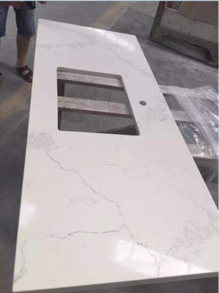 QS 5131 Standard White Quartz Bathroom Countertops Concrete White Color