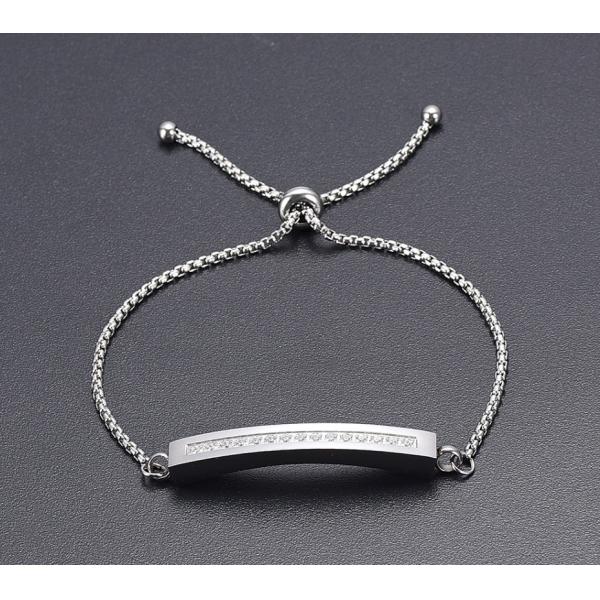 Silver/Gold/Rose Gold Black Memorial Bangle With Clear Stone Cremation Bracelet For Ashes