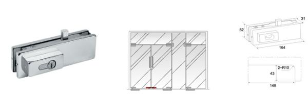 Glass Patch Fitting A-051, Material aluminium, steel, stainless steel, finishing satin, mirror