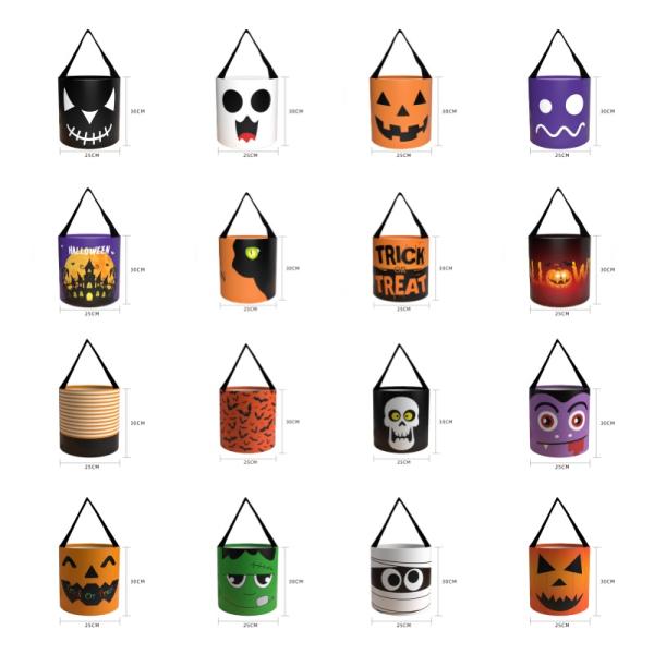 Silk Screen Printed Halloween Candy Bag with LED Light and Natural Cotton Fabric