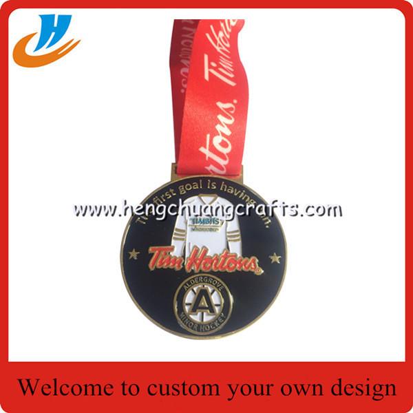 Sports metal medals zinc alloy soft enamel metal medal with custom ribbon