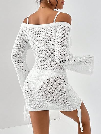 Swimwear Cover Up Fashion Beach Hand Crochet Shawl Capelet Skirt Knitted Texture One-Piece Short Hand Crochet Shawl Swimsuit Cover Ups Fashion Accessories
