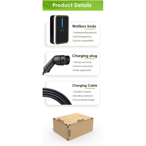 Wifi / RFID / APP  optional 5m Cable Wallbox Ev Charger SAE J1772 / IEC62196  Ev Charger Station