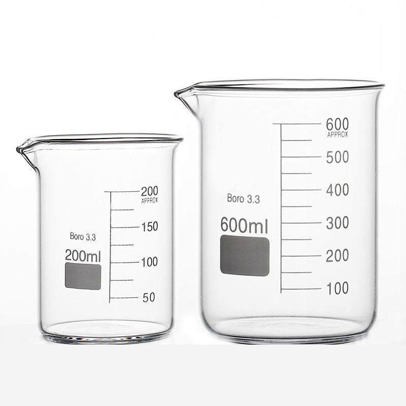 Laboratory Glassware Boro3.3 Glass Beaker 25ml 50ml 250ml 500ml 1000ml Borosilicate Beaker Measuring Beaker with High Quality