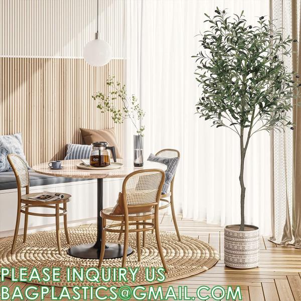 Artificial Olive Tree 6ft Tall Fake Potted Olive Silk Tree with Planter Large Faux Olive Branches and Fruits